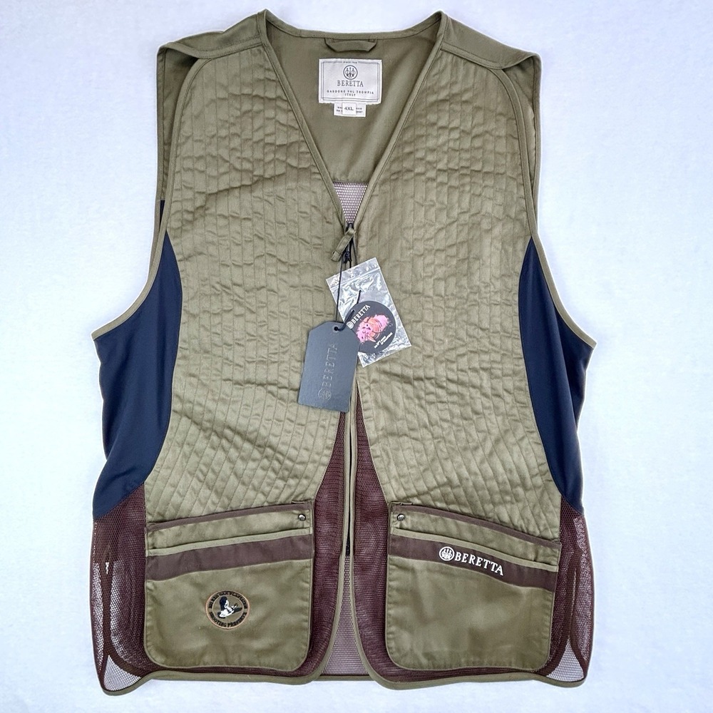 Beretta Silver Pigeon EVO Shooting Vest 4XL Olive Brown Mesh NWT Trap Skeet